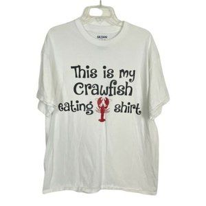Gildan Womens Shirt Size XL White Crawfish Eating Tee Shirt Short Sleeve